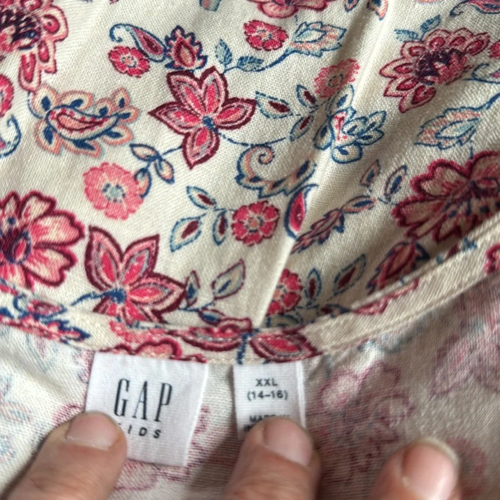 Gap Linen Blend, Front Half Button Down, Cinch‎ Waist, Floral Dress